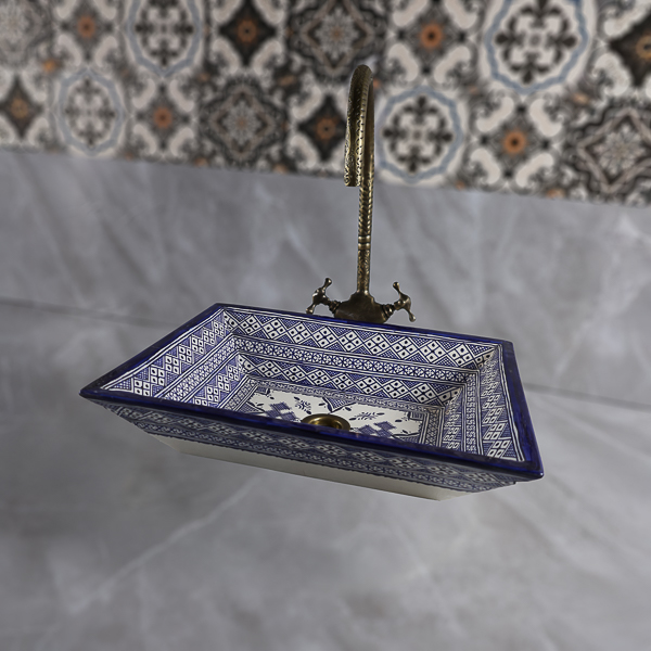 Moroccan Small Rectangular Ceramic Sink