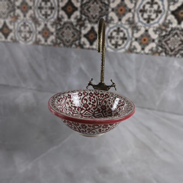 Moroccan pottery bowl sink