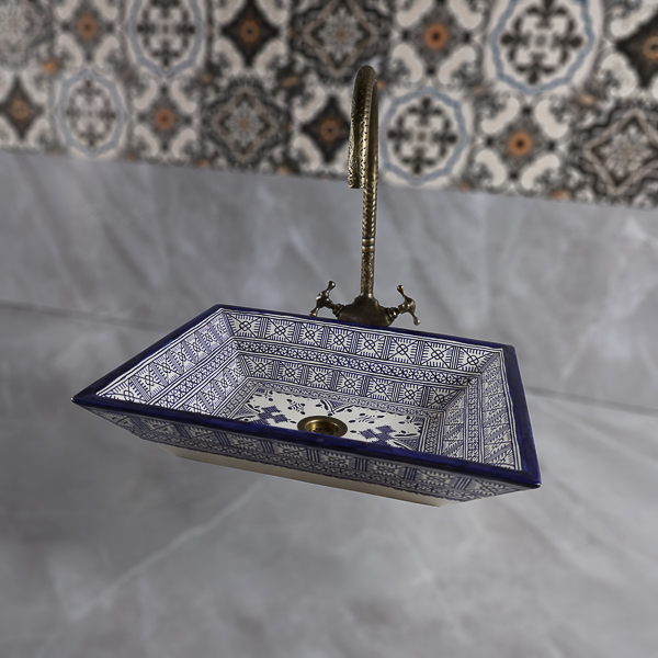 Moroccan ceramic bathroom vessel sink