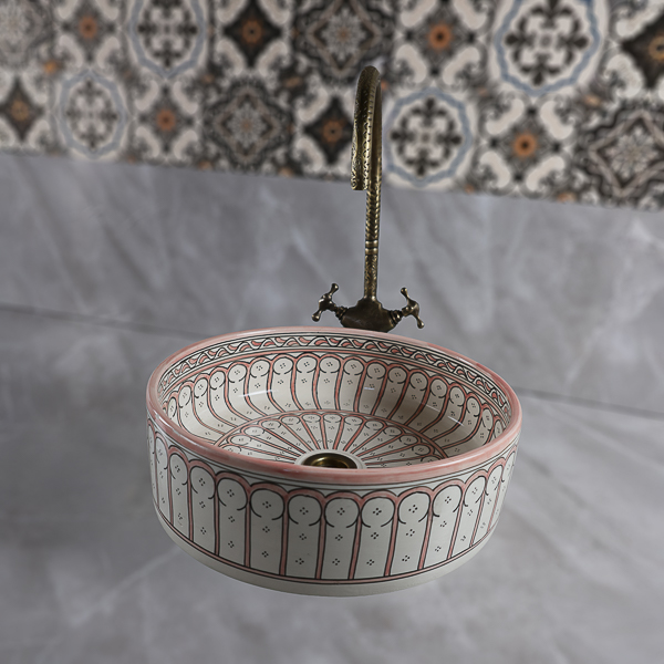 Moroccan small round ceramic sink