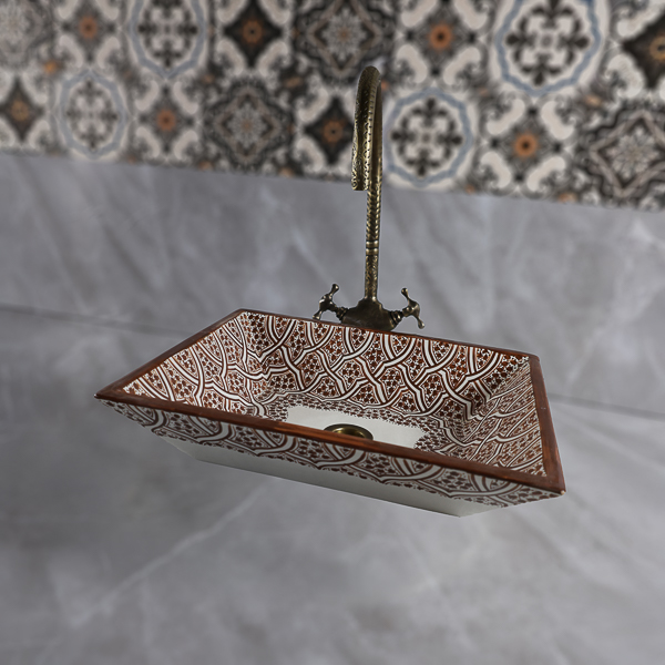 Moroccan pottery bathroom sink