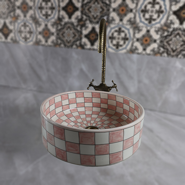 Moroccan round ceramic bathroom sink