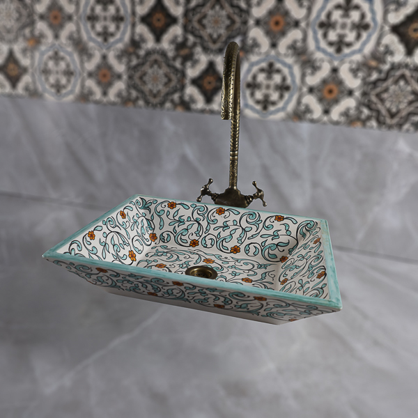 Moroccan Rectangular Ceramic Wash Basin