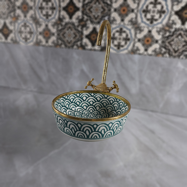 Moroccan round ceramic wash basin