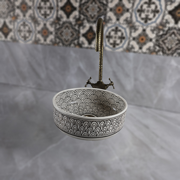 Moroccan round ceramic basin
