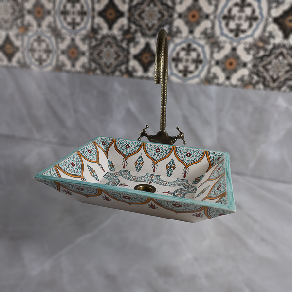 Moroccan Rectangular Ceramic Basin for bathroom