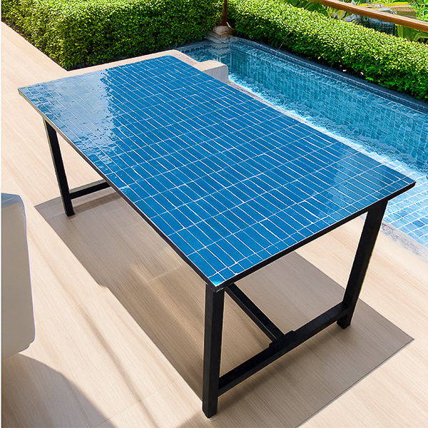 Blue tiled table