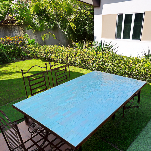 Light blue mosaic table