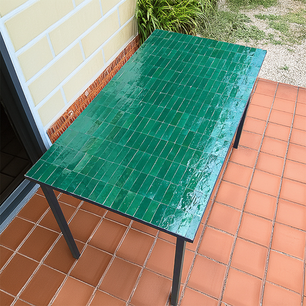 Green mosaic table