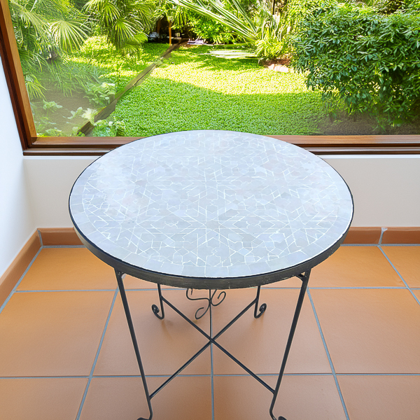 White mosaic table